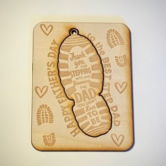 Laser Cut wooden Step father card